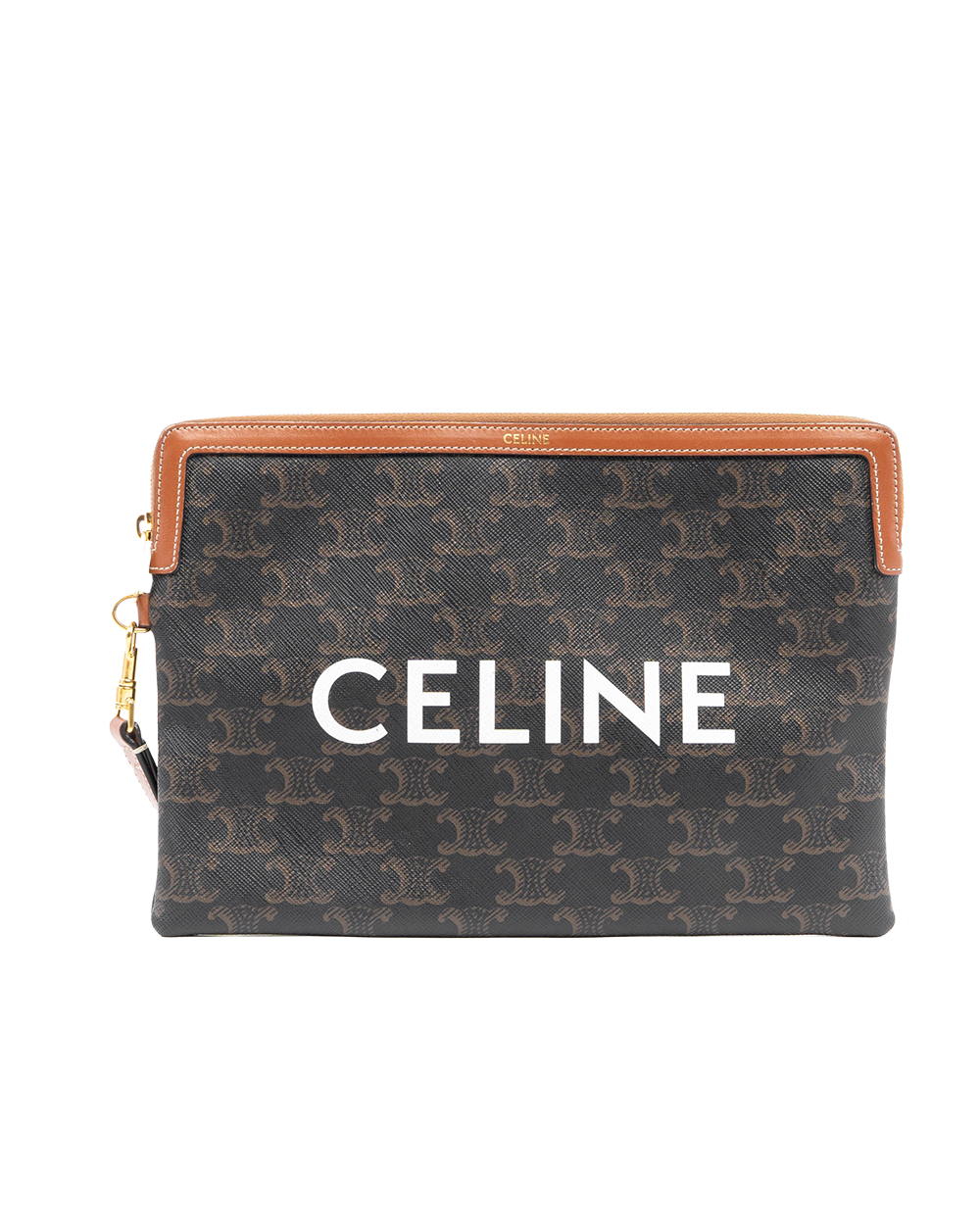 CELINE POUCH WITH STRAP SMALL BROWN TAN CANVAS GHW F 9P 2283 4116