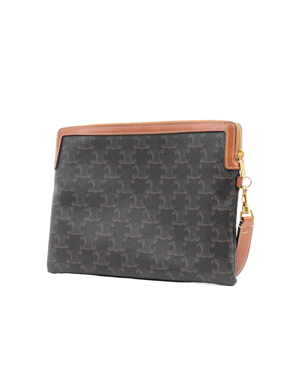 CELINE POUCH WITH STRAP SMALL BROWN TAN CANVAS GHW F 9P 2283 4118