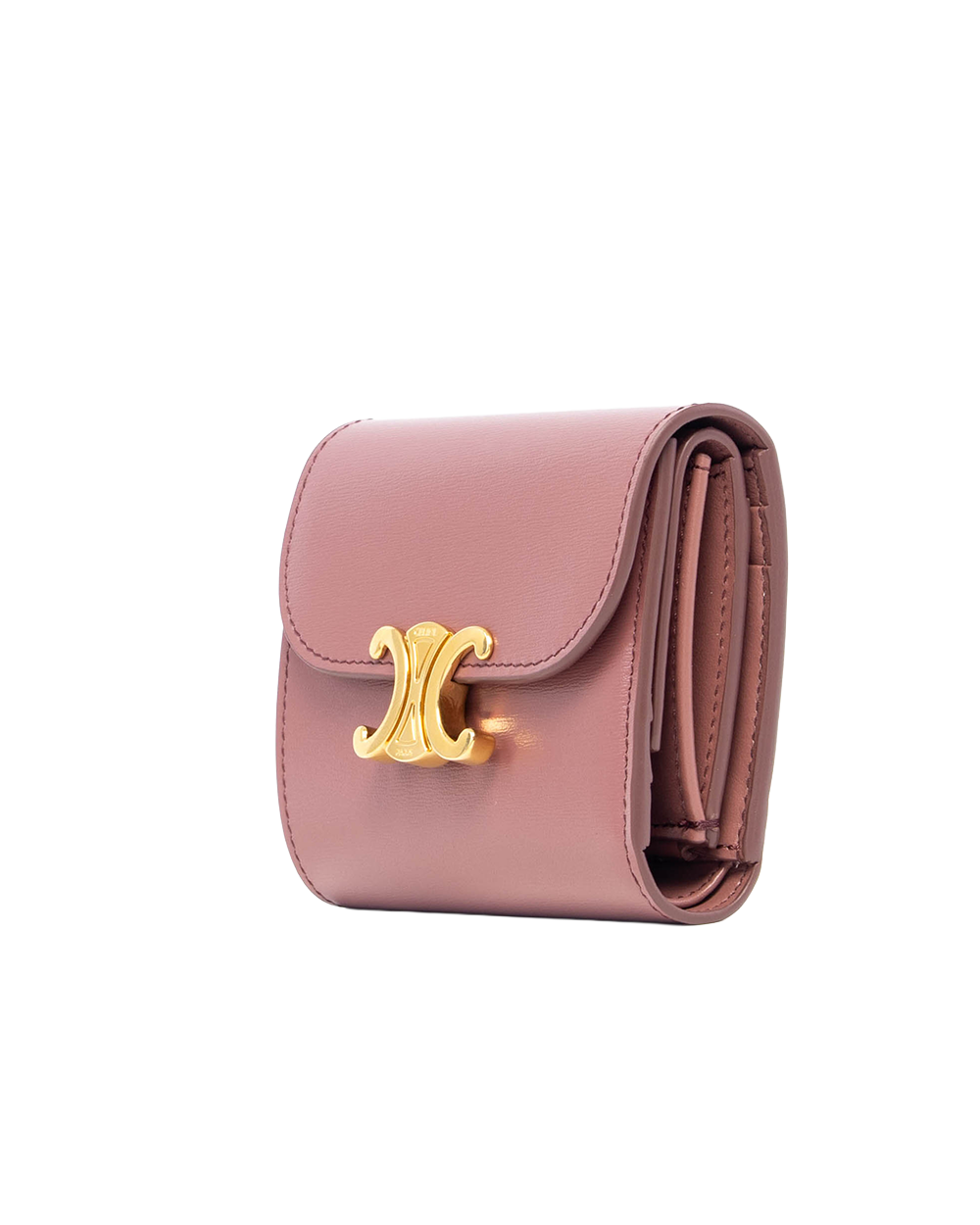 CELINE TRI FOLD WALLET SHORT PINK CALF GHW W LM 3264 5119