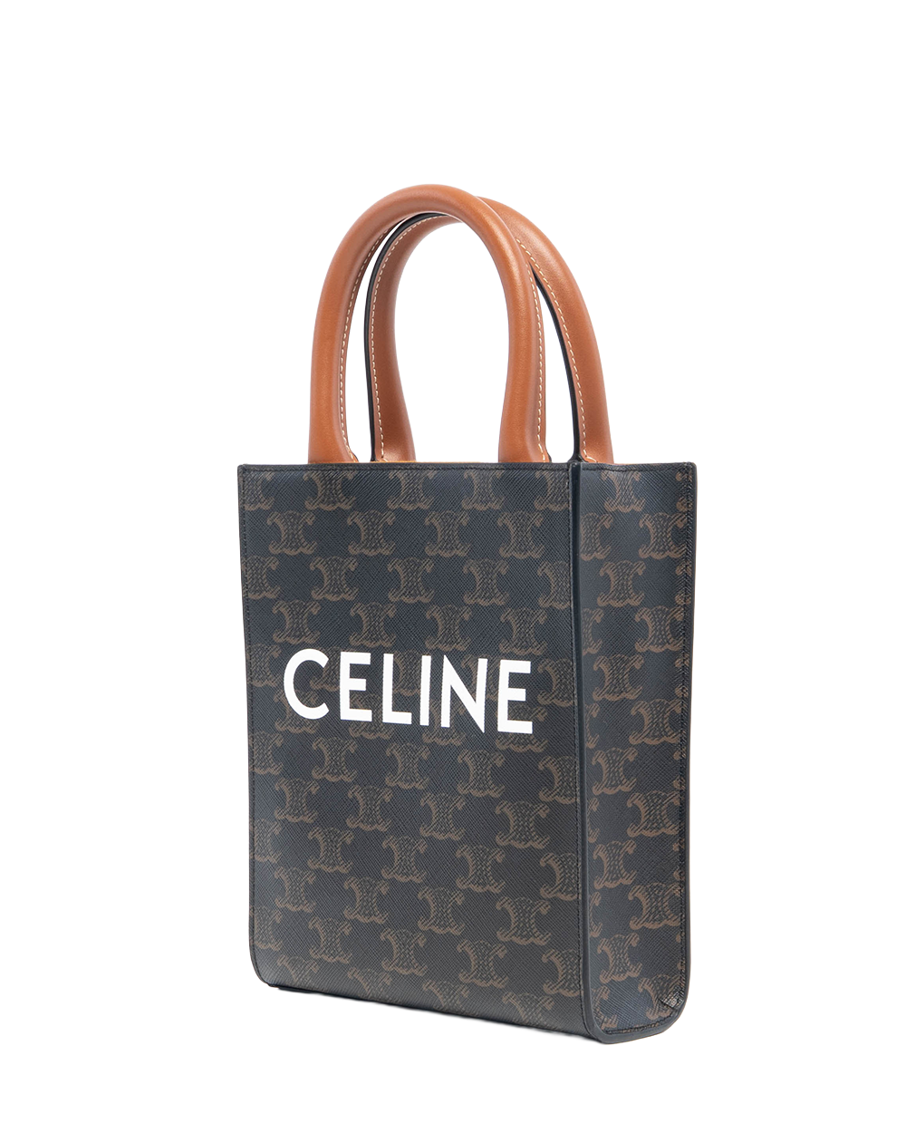 CELINE VERTICAL CABAS BROWN TAN CANVAS GHW 0338