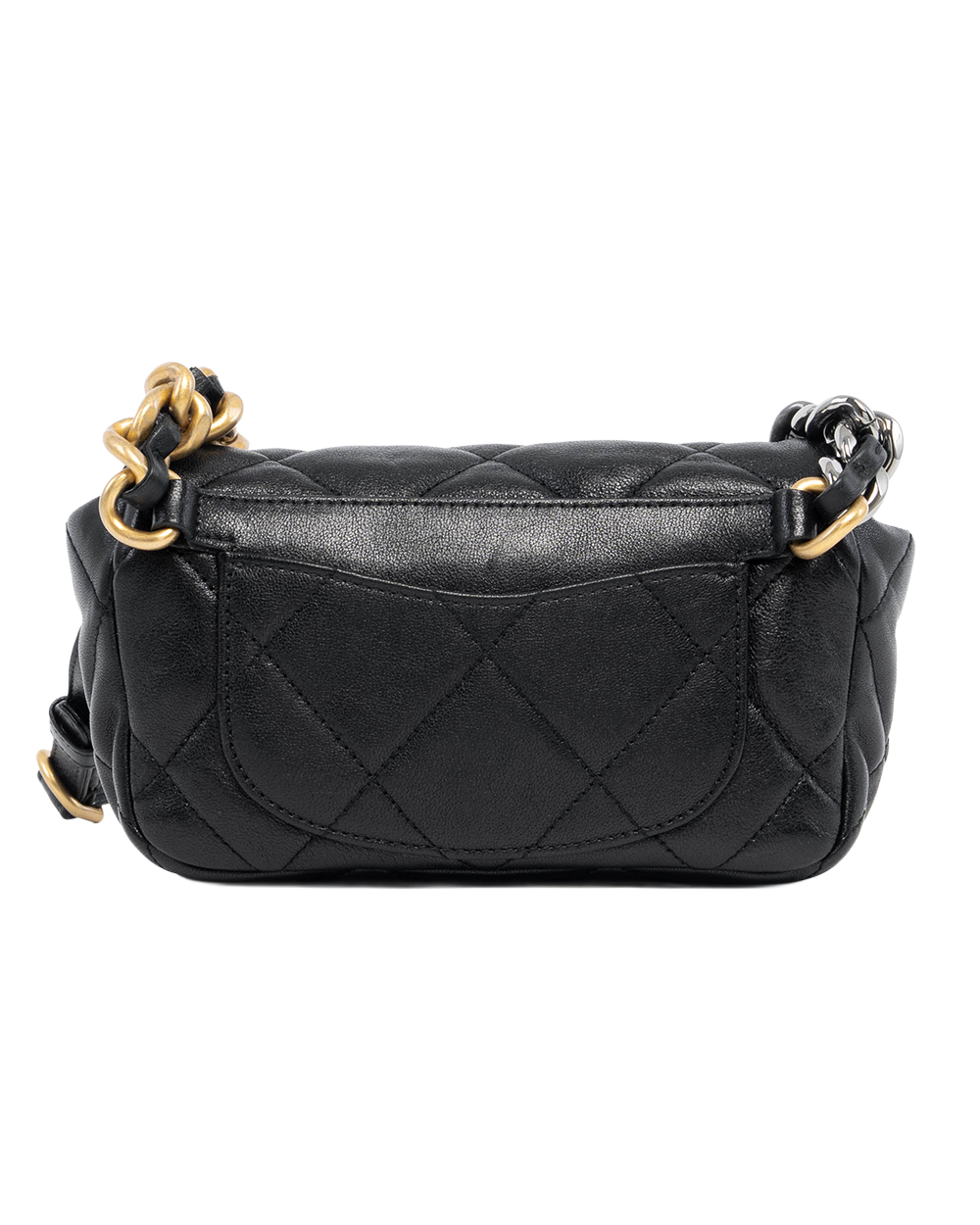 CHANEL 19 WAIST BAG BLACK LAMB GHW 29047704 7232