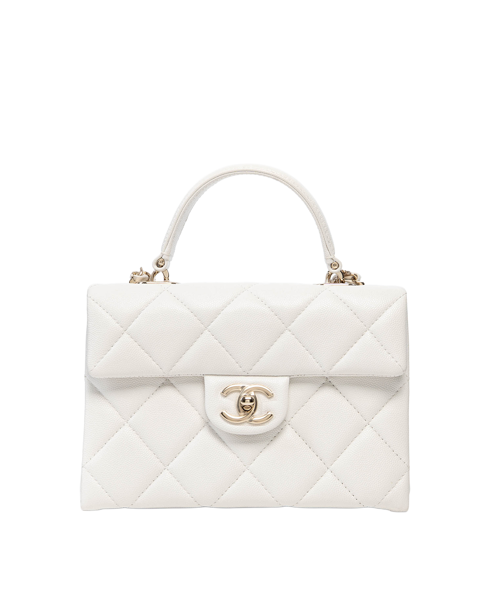 CHANEL 24P TOP HANDLE MINI WHITE CAVIAR GHW T535J901 07623