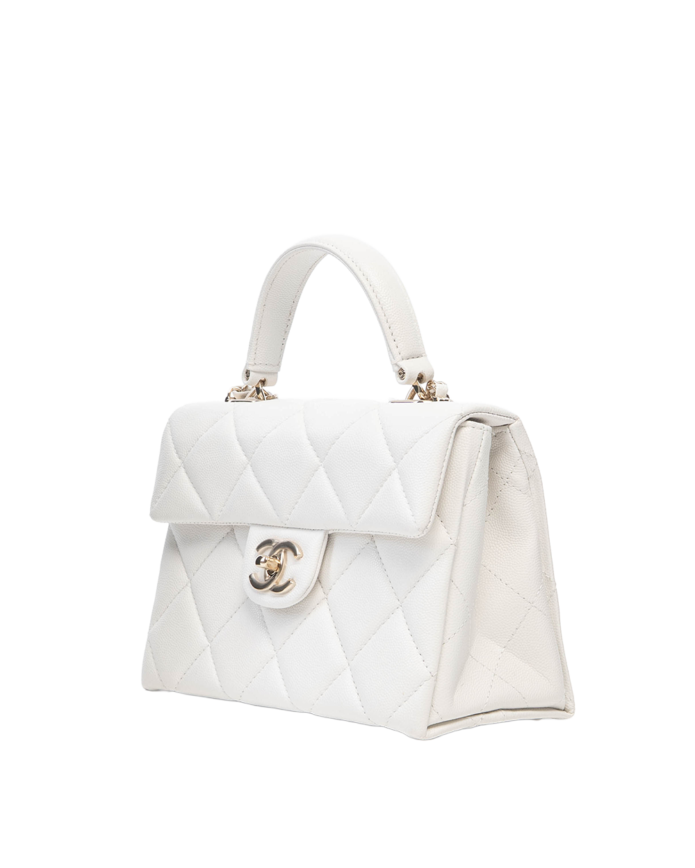 CHANEL 24P TOP HANDLE MINI WHITE CAVIAR GHW T535J901 07624