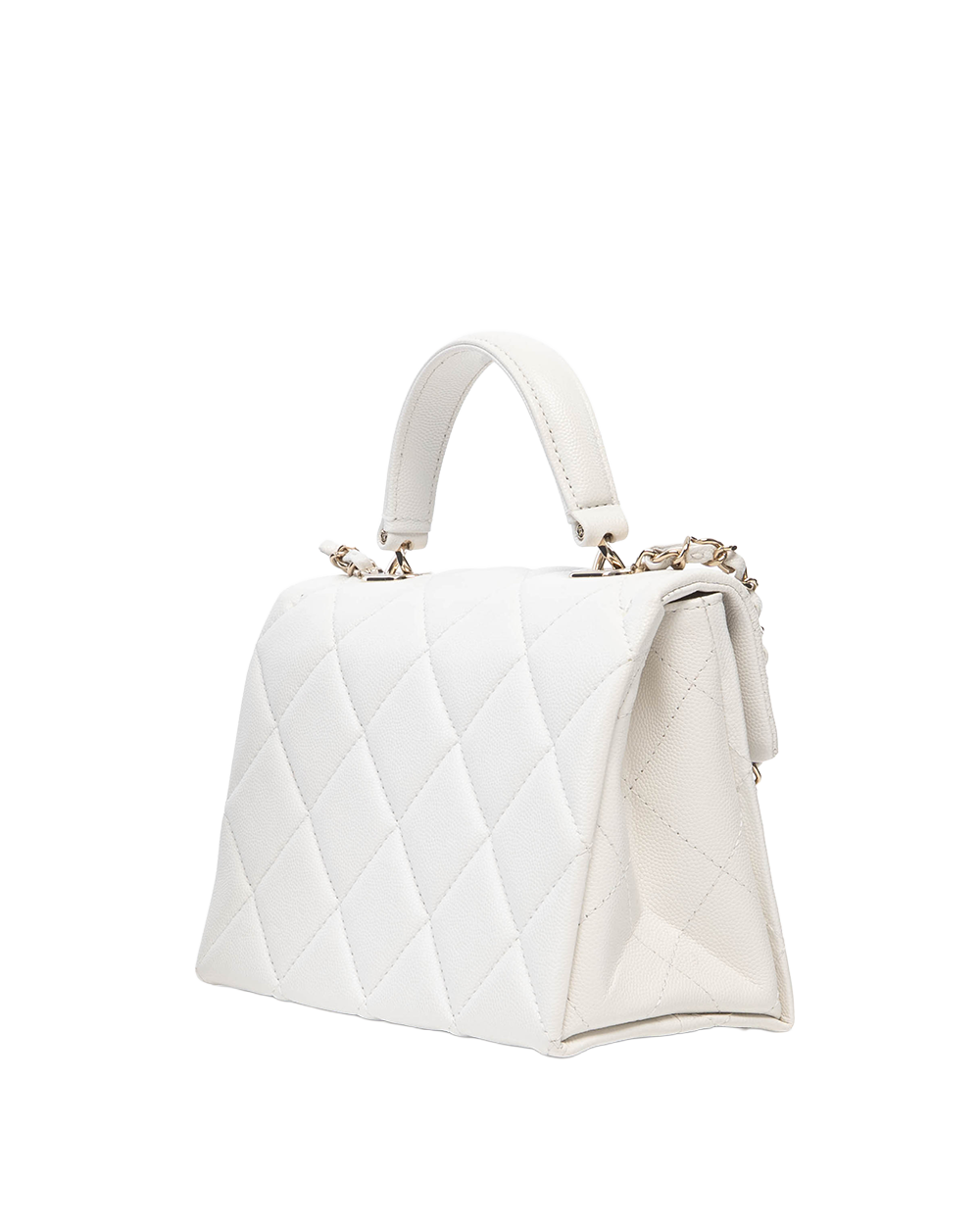 CHANEL 24P TOP HANDLE MINI WHITE CAVIAR GHW T535J901 07625