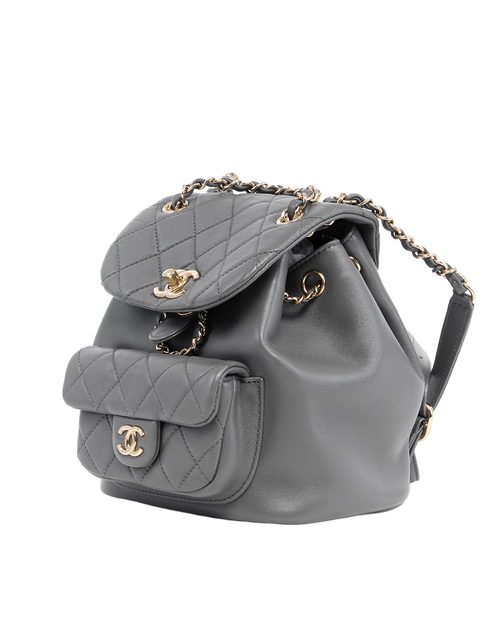 CHANEL BACKPACK SMALL GREY LAMB GHW THC4NPGL 2034
