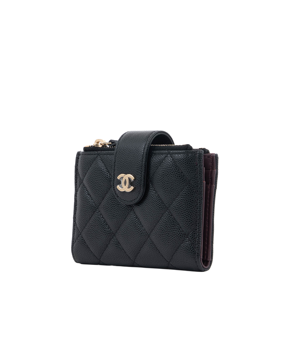 CHANEL BIFOLD WALLET SHORT BLACK CAVIAR GHW 31723957 1305