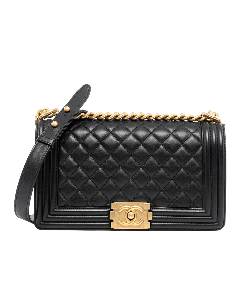 CHANEL BOY 10 BLACK LAMB GHW 26445187 01345