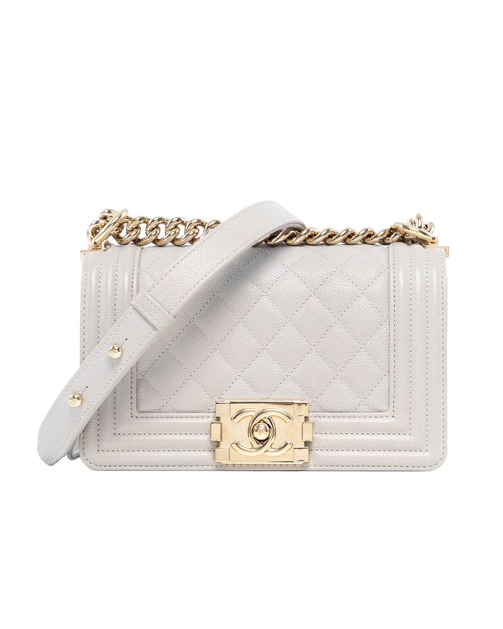 CHANEL BOY 8 GREY CAVIAR GHW GH75KGK2 5077