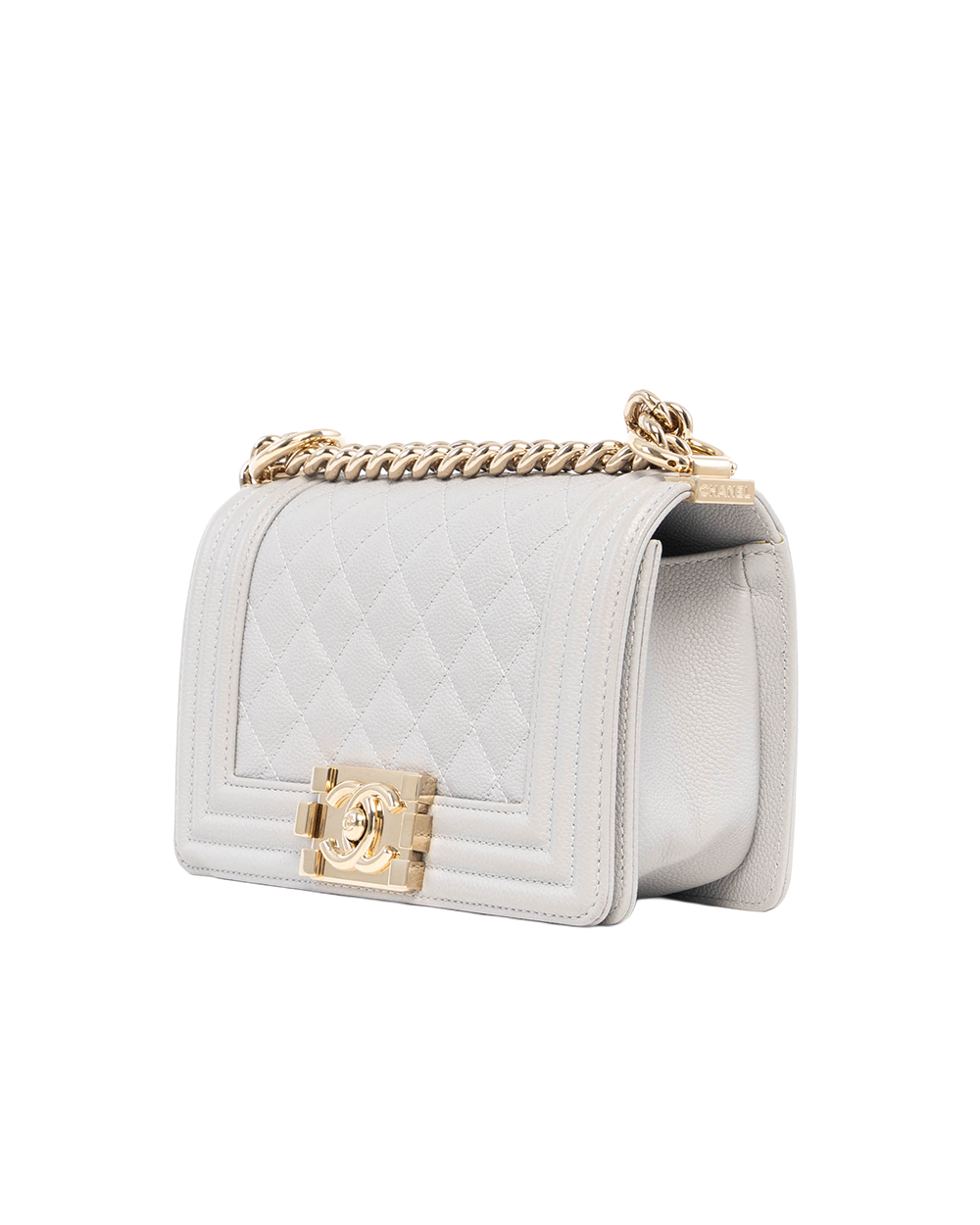 CHANEL BOY 8 GREY CAVIAR GHW GH75KGK2 5079