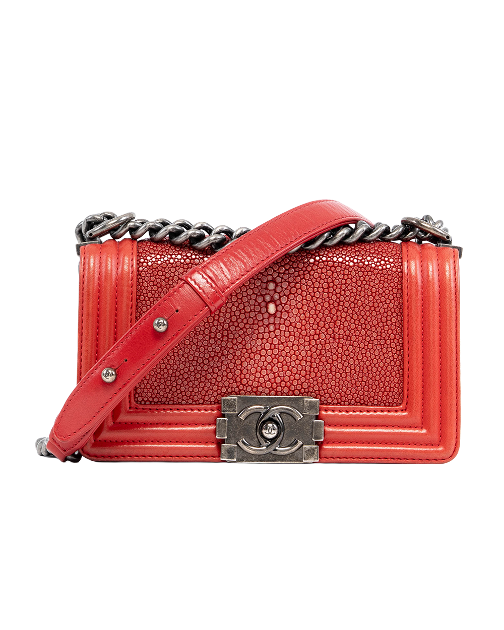 CHANEL BOY 8 RED STINGRAY CALF RSHW 16710233 1139
