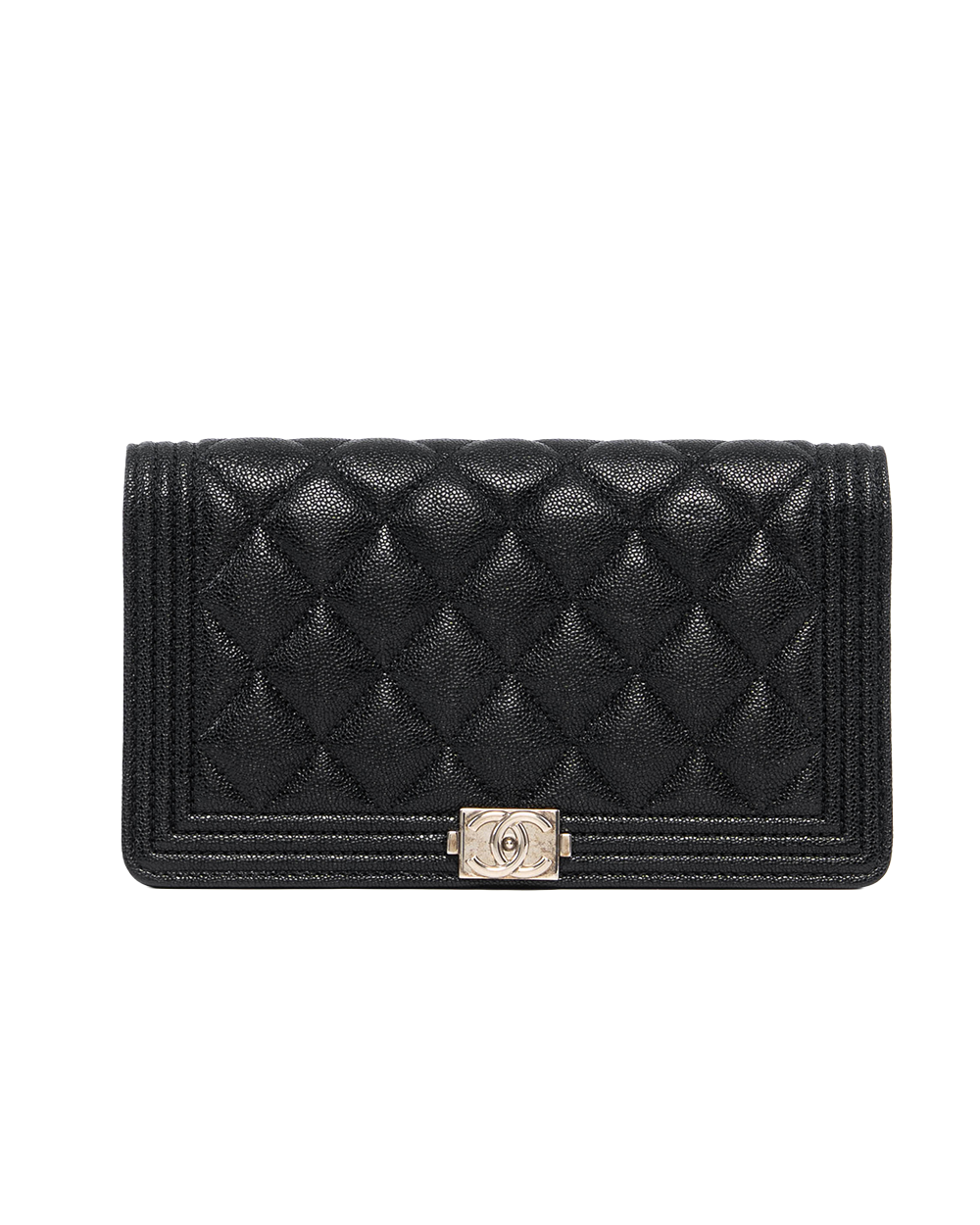 CHANEL BOY BIFOLD WALLET LONG BLACK CAVIAR GHW 28343683 5042