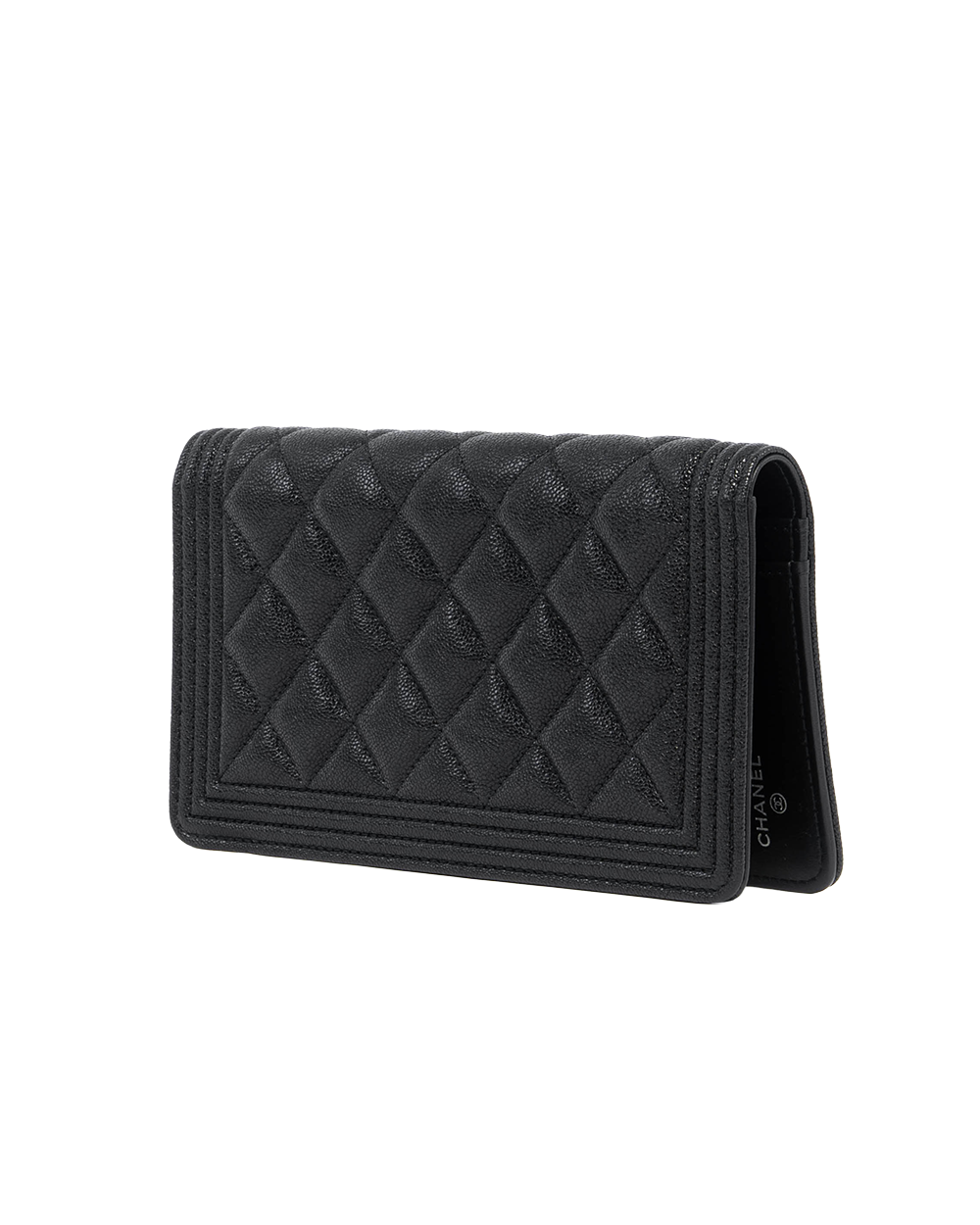 CHANEL BOY BIFOLD WALLET LONG BLACK CAVIAR GHW 28343683 5044