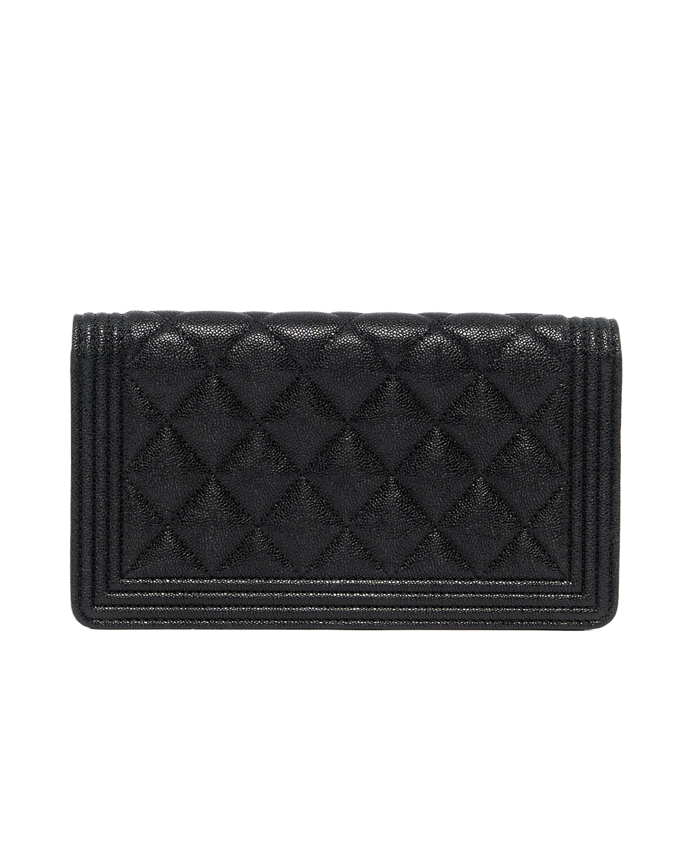CHANEL BOY BIFOLD WALLET LONG BLACK CAVIAR GHW 28343683 5045