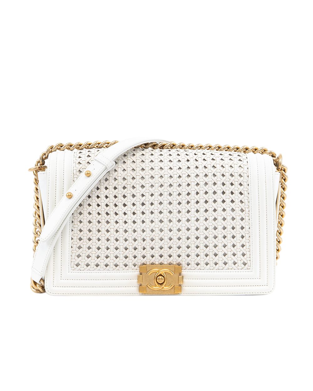 CHANEL BOY BRAIDED 11 WHITE CALF GHW 19620156 8018