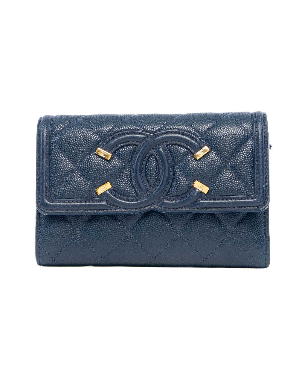 CHANEL BOY TRIFOLD WALLET SHORT BLUE NAVY CAVIAR GHW 29003450 0578
