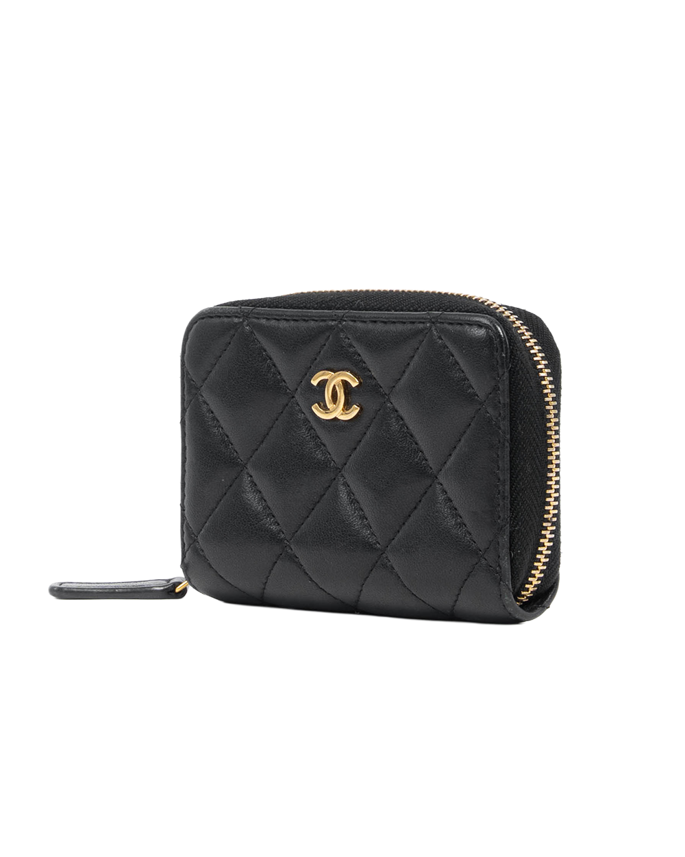 CHANEL CARD COIN WITH ZIP BLACK LAMB GHW 30819525 7258