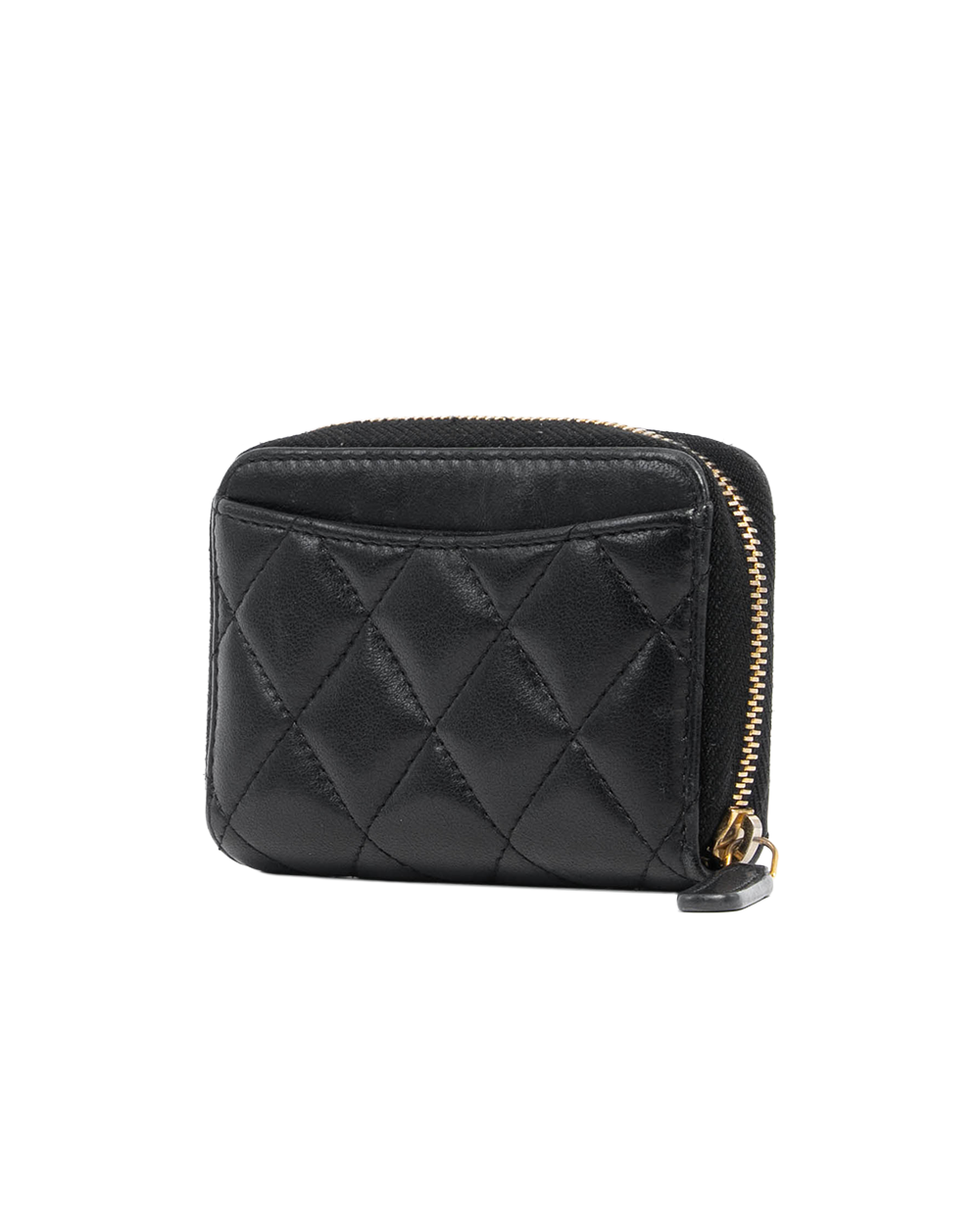 CHANEL CARD COIN WITH ZIP BLACK LAMB GHW 30819525 7259