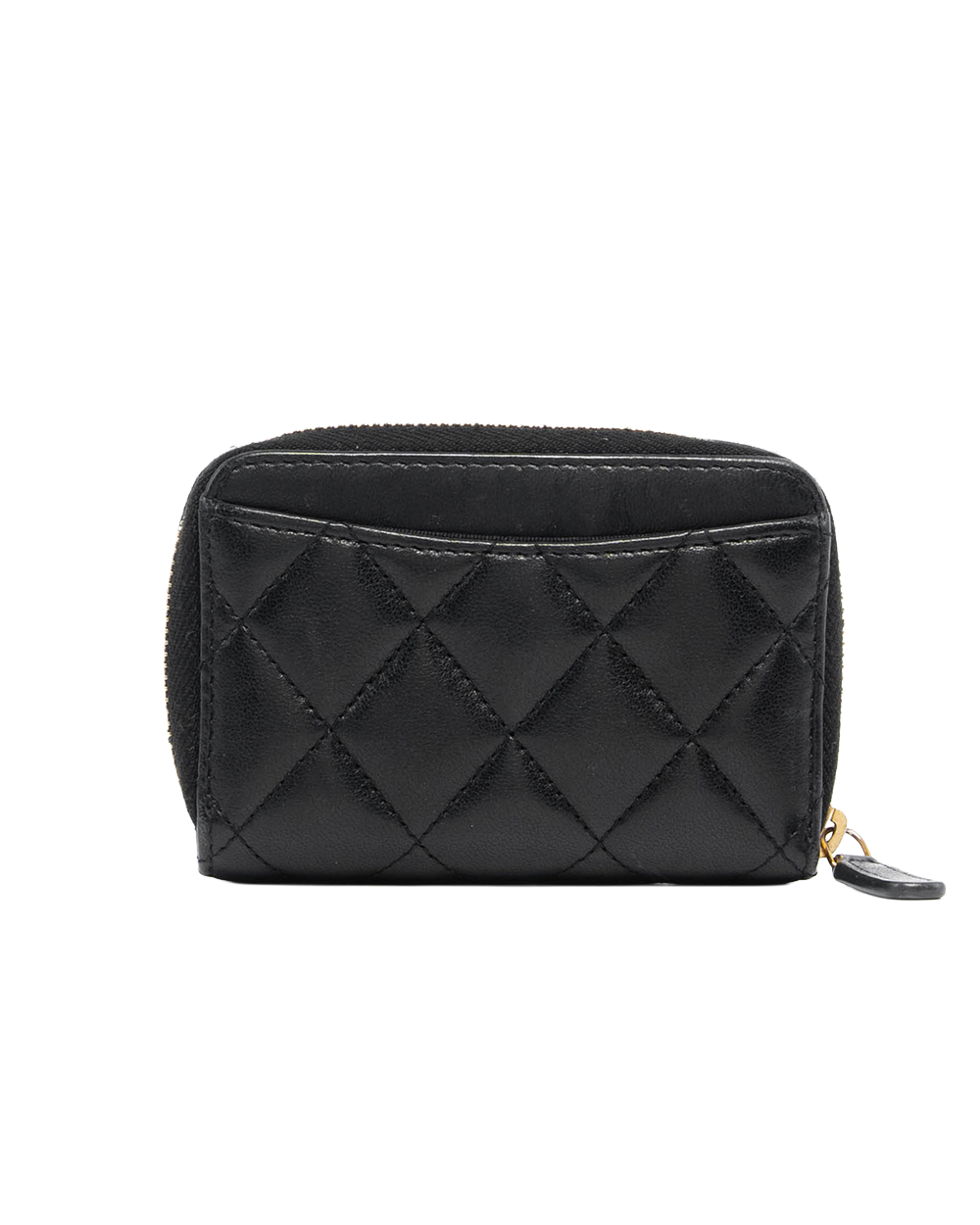 CHANEL CARD COIN WITH ZIP BLACK LAMB GHW 30819525 7260