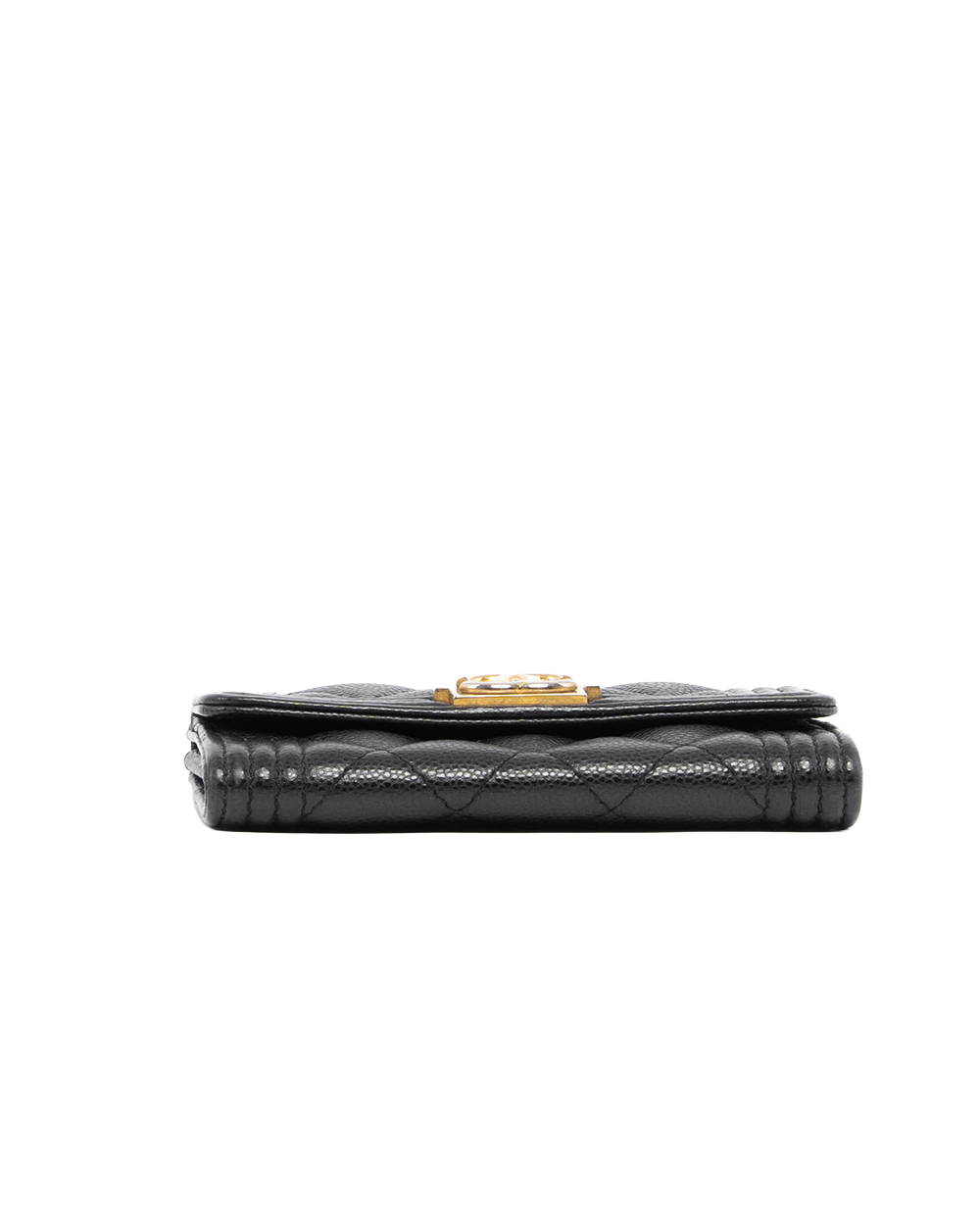 CHANEL CARD HOLDER BOY SHORT BLACK CAVIAR GHW 31001490 7249