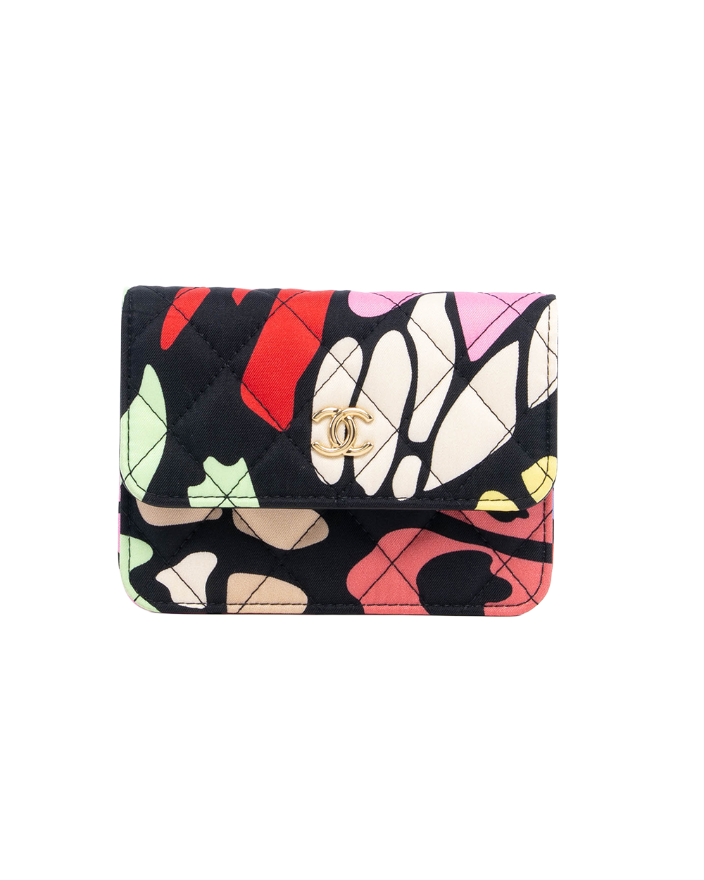 CHANEL CARD HOLDER WITH CHAIN BLACK MULTICOLOR CALF DENIM SHW 31924372 3345