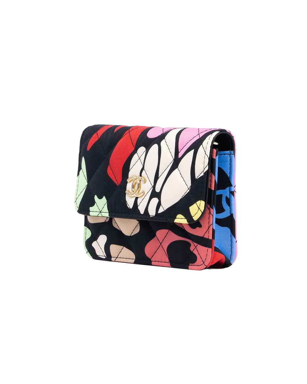 CHANEL CARD HOLDER WITH CHAIN BLACK MULTICOLOR CALF DENIM SHW 31924372 3346