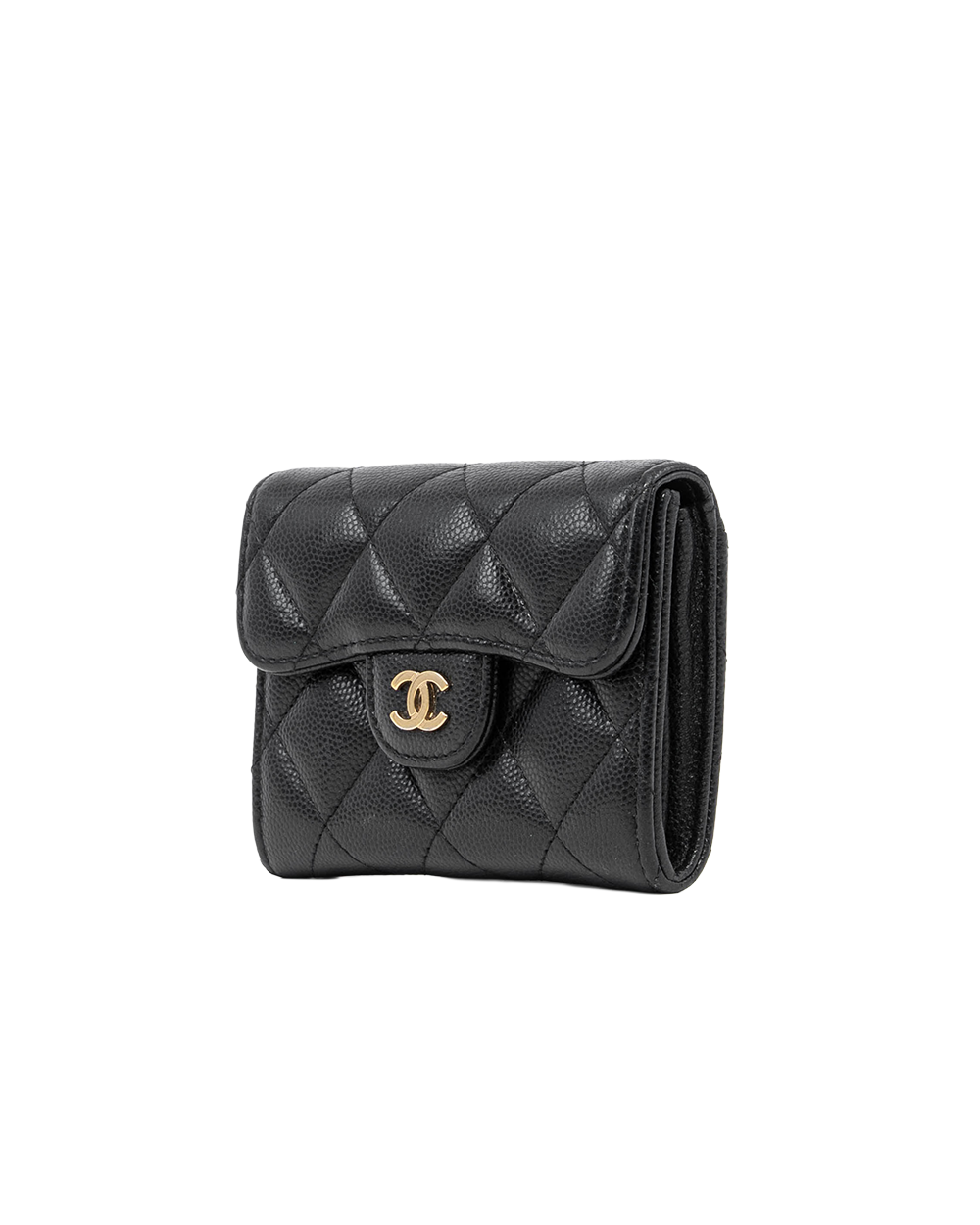 CHANEL CARD HOLDER WITH CHAIN SHORT BLACK CAVIAR GHW 30958337 01499