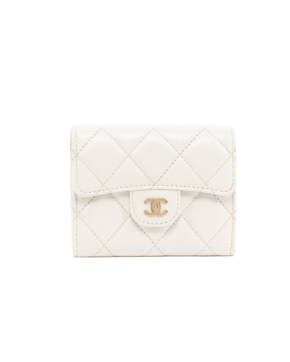 CHANEL CARD HOLDER WITH CHAIN SHORT WHITE CAVIAR GHW 30569445 3017