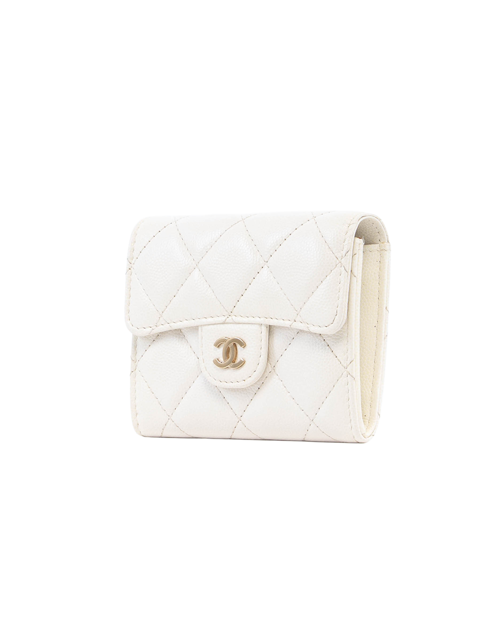 CHANEL CARD HOLDER WITH CHAIN SHORT WHITE CAVIAR GHW 30569445 3018