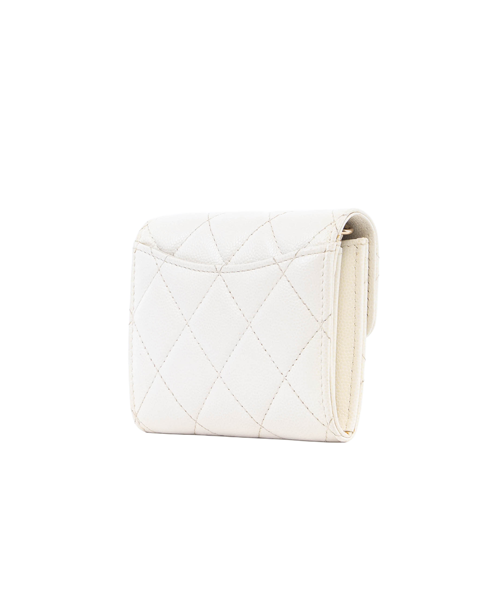 CHANEL CARD HOLDER WITH CHAIN SHORT WHITE CAVIAR GHW 30569445 3019