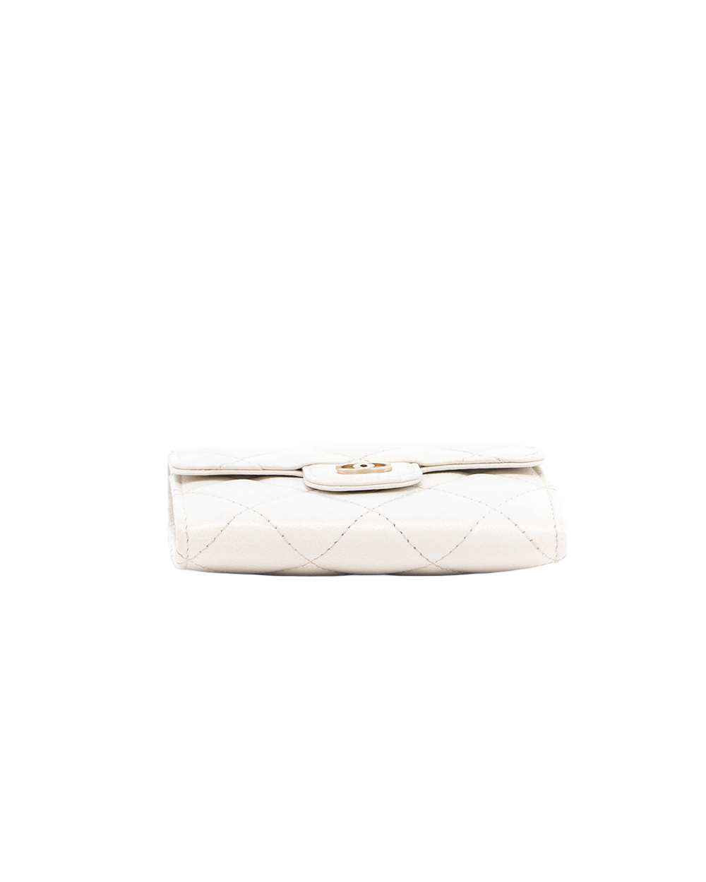 CHANEL CARD HOLDER WITH CHAIN SHORT WHITE CAVIAR GHW 30569445 3021