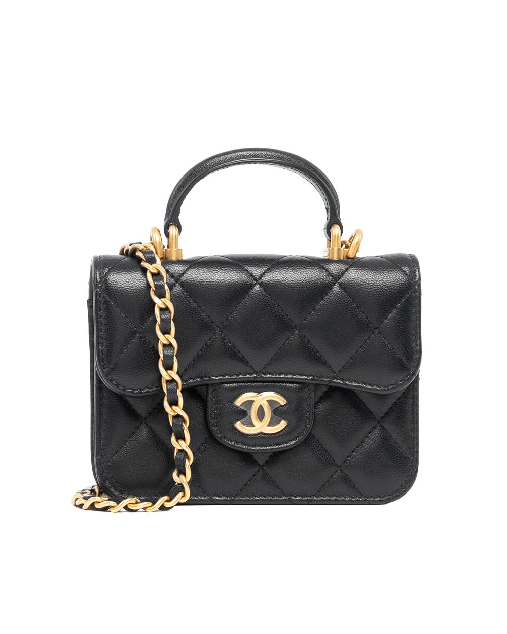 CHANEL CARD ON CHAIN BLACK LAMB GHW 30327727 0549