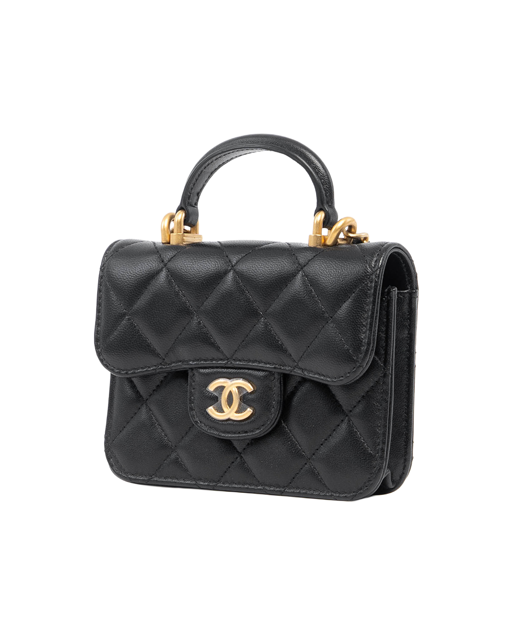 CHANEL CARD ON CHAIN BLACK LAMB GHW 30327727 0550