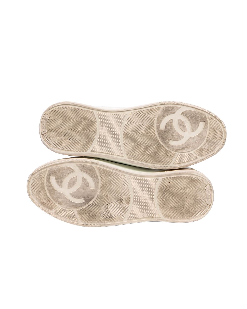 CHANEL CC LOGO SNEAKERS 37 BEIGE WHITE W G45552 3172
