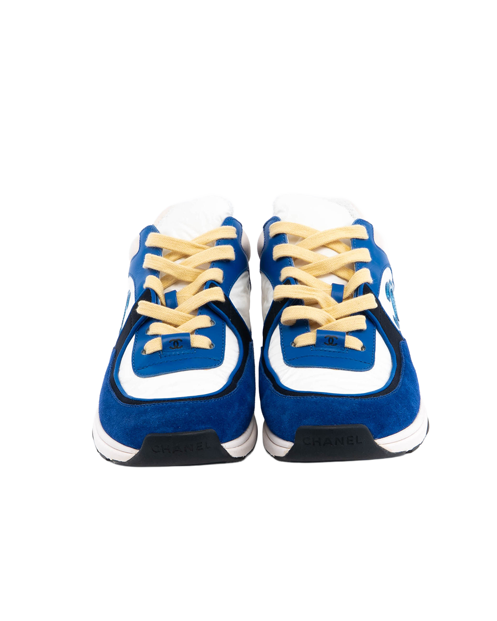 CHANEL CC LOGO SNEAKERS 37 BLUE WHITE G34360 1128