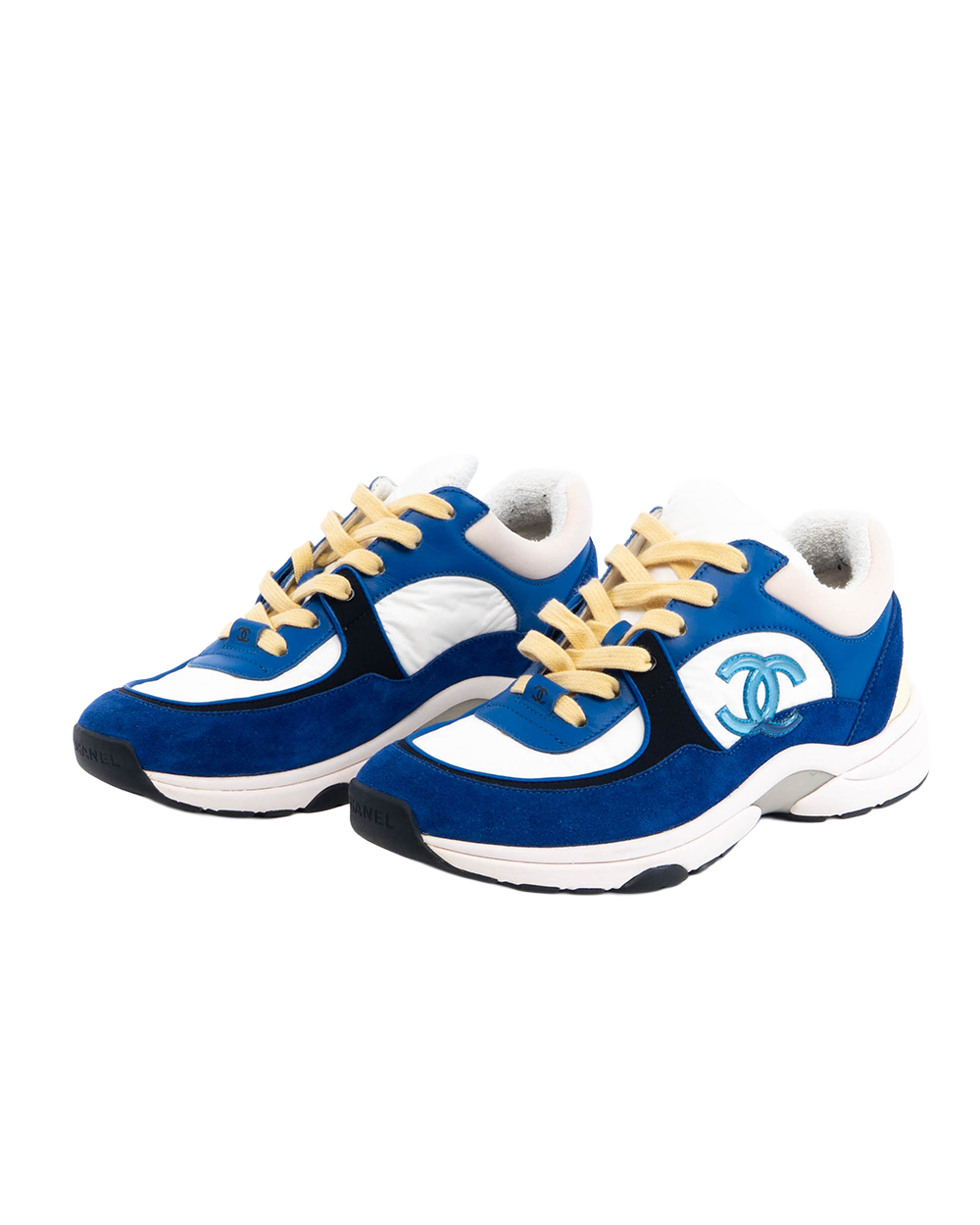 CHANEL CC LOGO SNEAKERS 37 BLUE WHITE G34360 1129