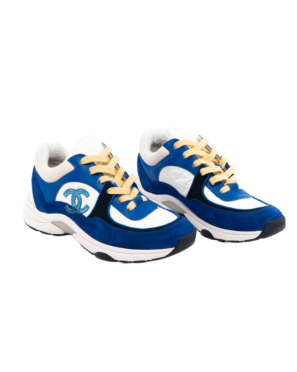 CHANEL CC LOGO SNEAKERS 37 BLUE WHITE G34360 1130
