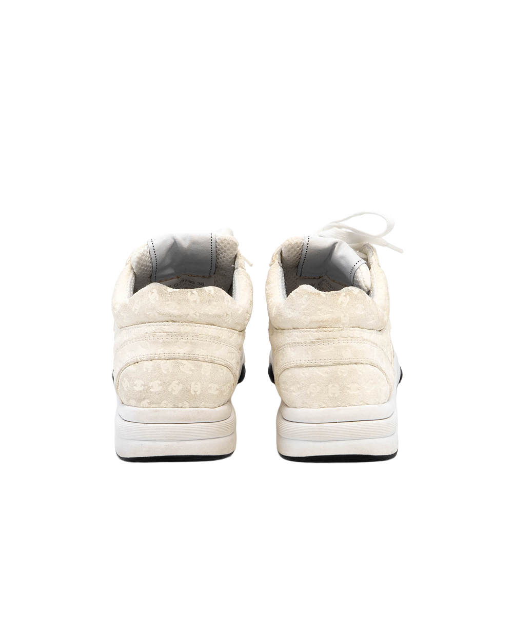 CHANEL CC SUEDE PANELLED SNEAKERS 38 WHITE W G39290 4169