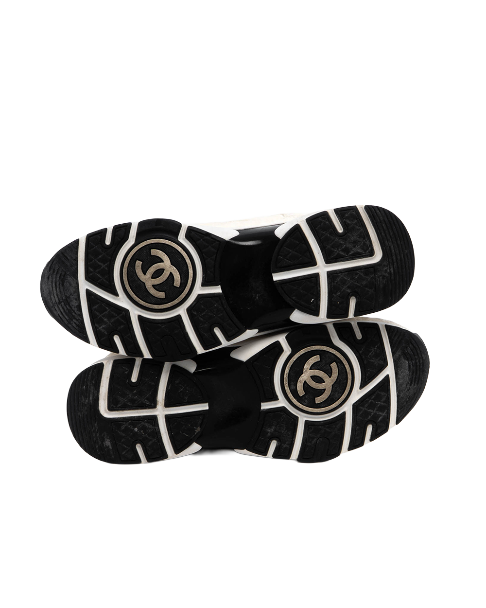 CHANEL CC SUEDE PANELLED SNEAKERS 38 WHITE W G39290 4170