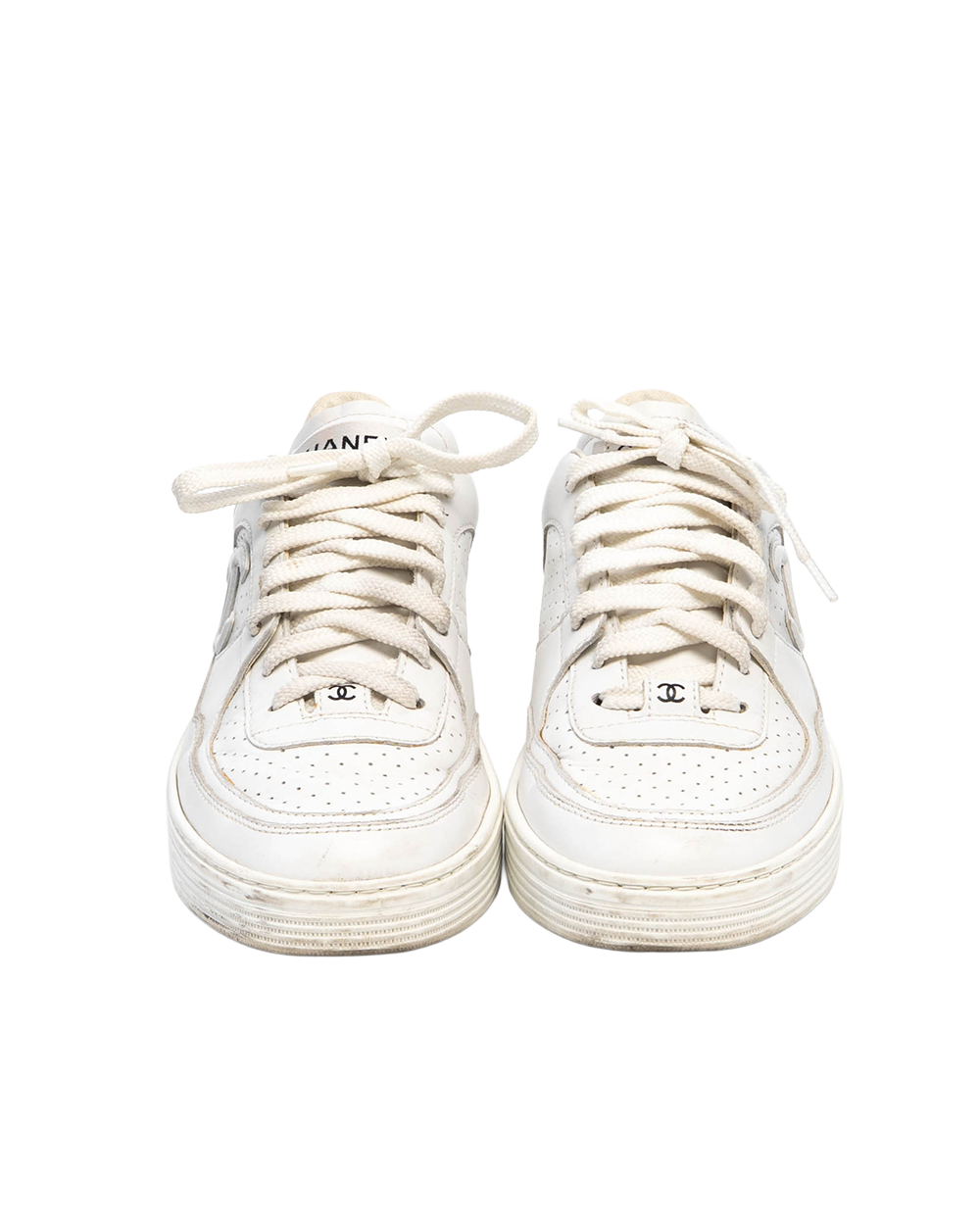 CHANEL CC WOMENS SNEAKERS 38 WHITE W G45079 4159
