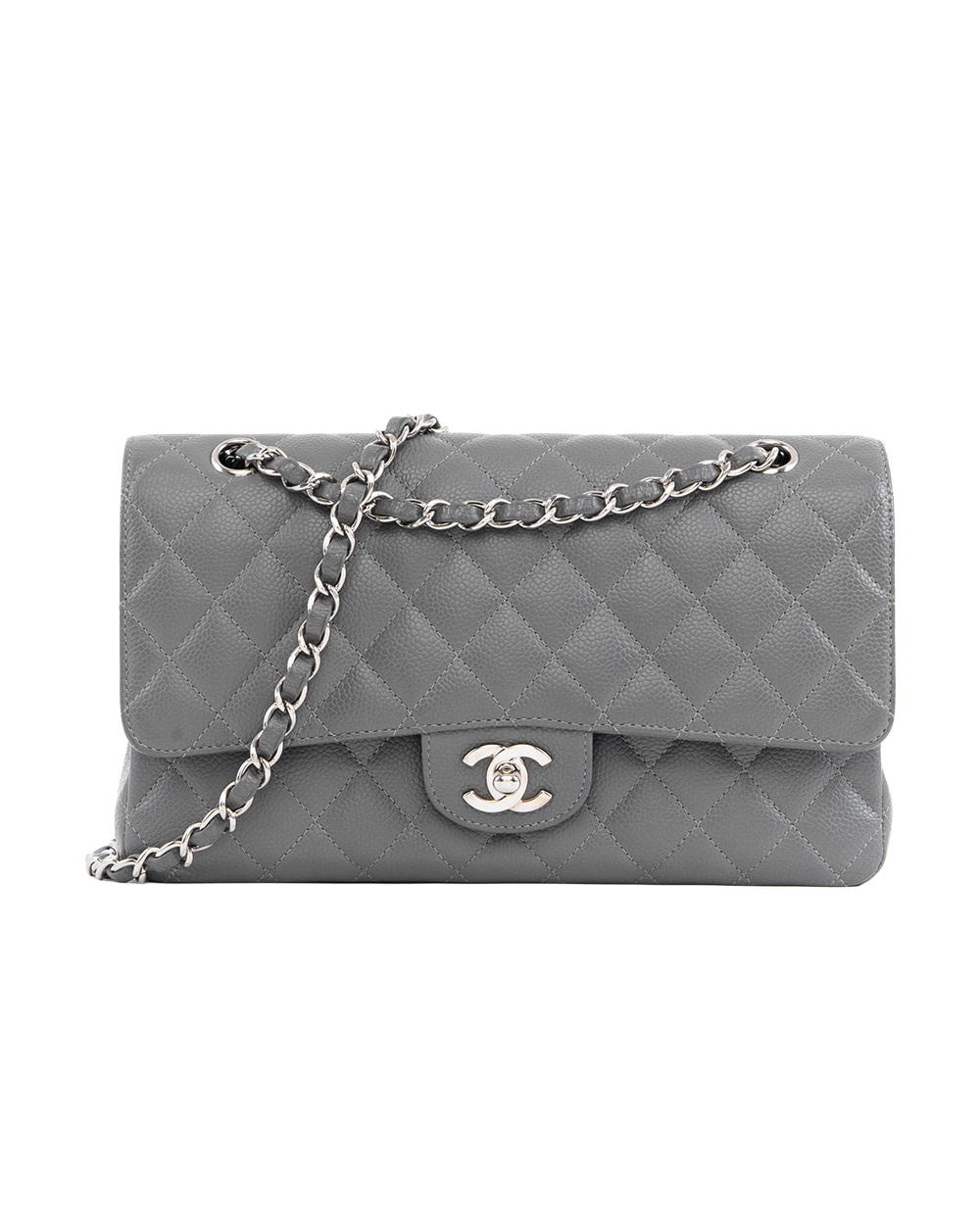 CHANEL CLASSIC 10 GRAY CAVIAR SHW 13076528 1061