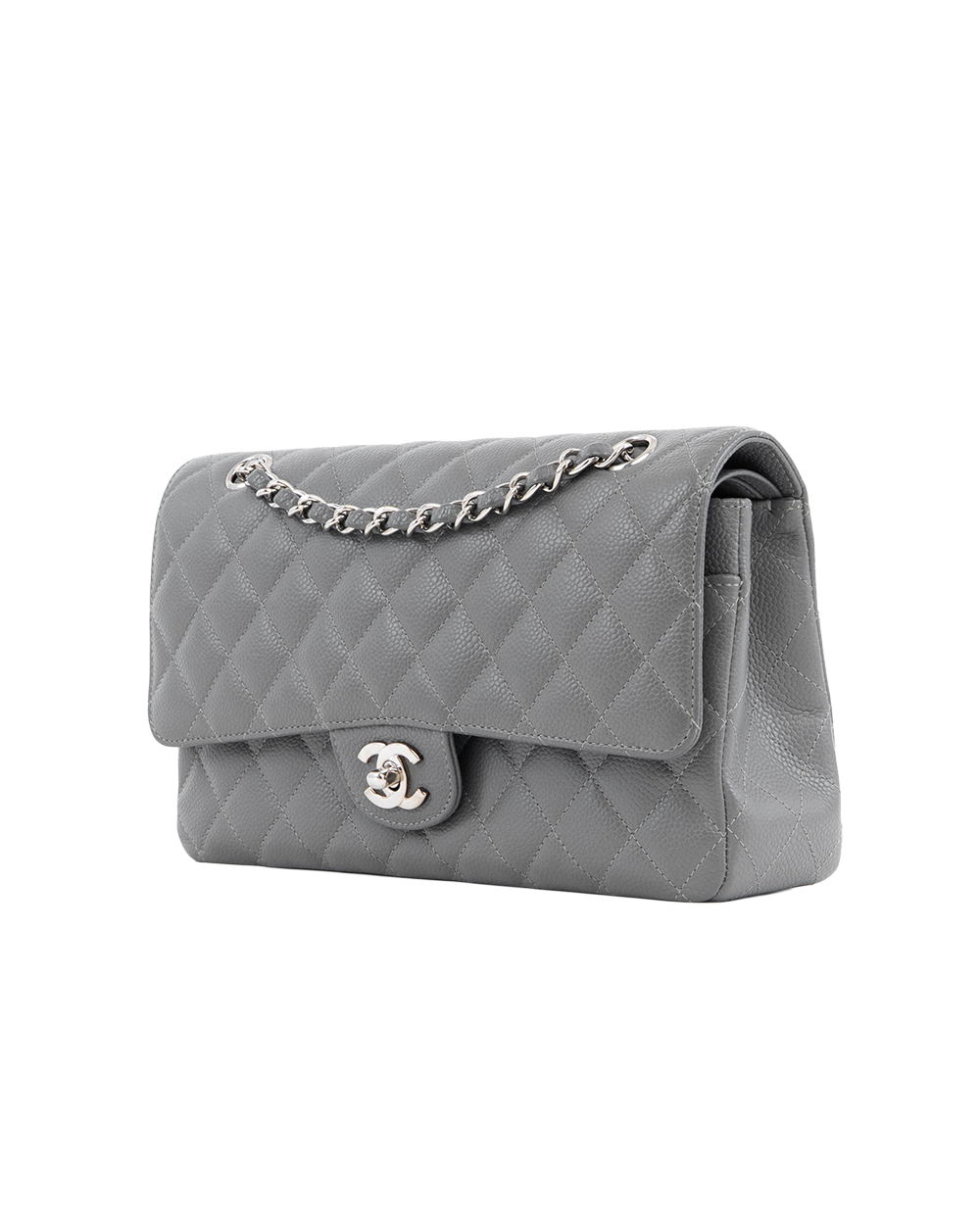 CHANEL CLASSIC 10 GRAY CAVIAR SHW 13076528 1064