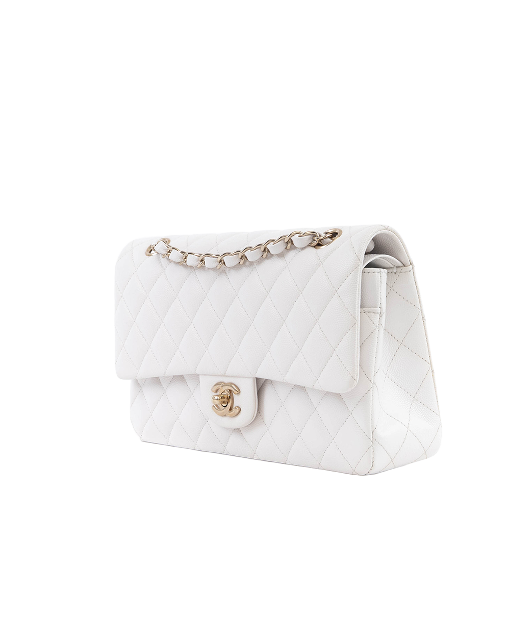 CHANEL CLASSIC 10 WHITE CAVIAR GHW 28478619 5137