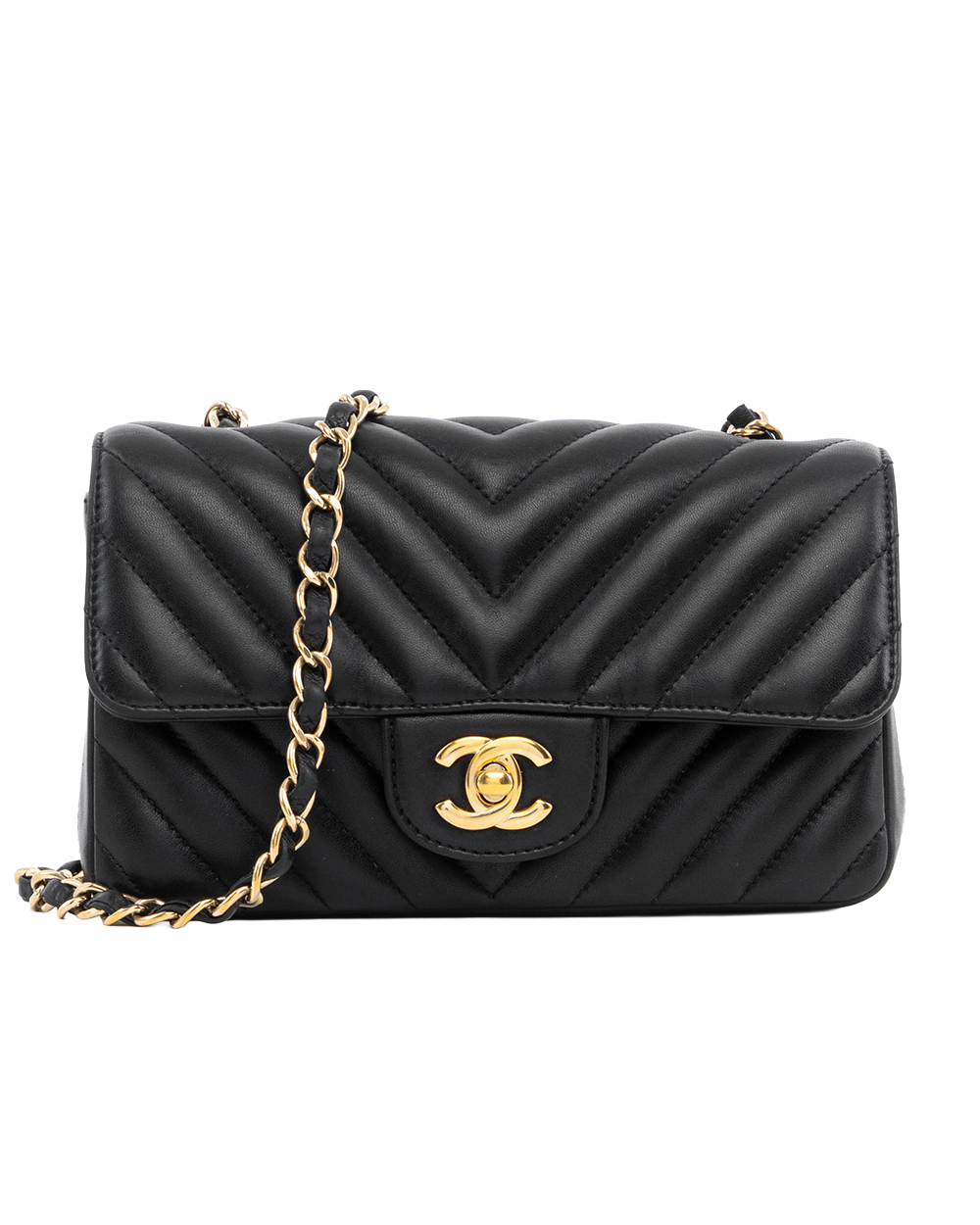 CHANEL CLASSIC 8 BLACK CHEVRON GHW 3267