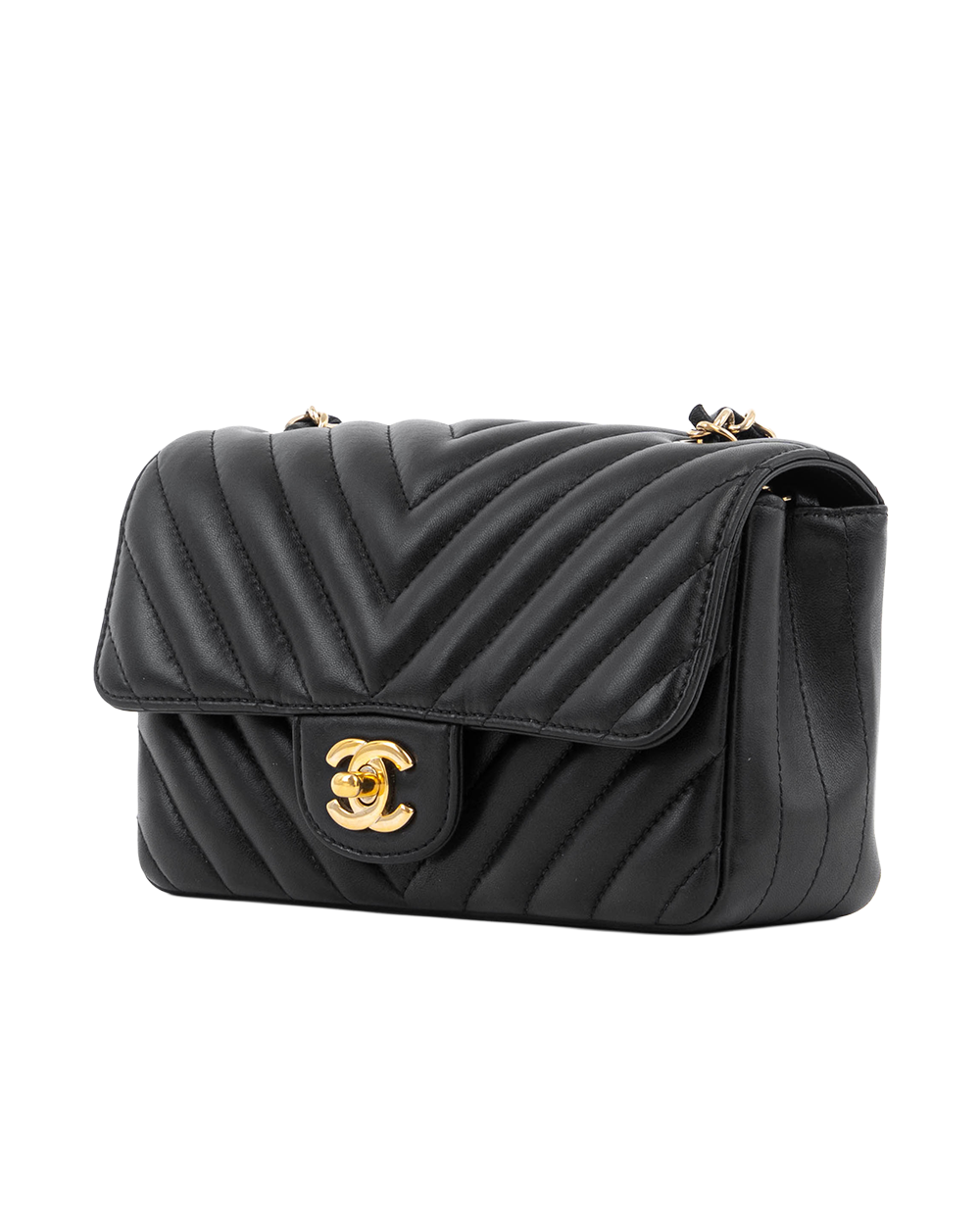 CHANEL CLASSIC 8 BLACK CHEVRON GHW 3268