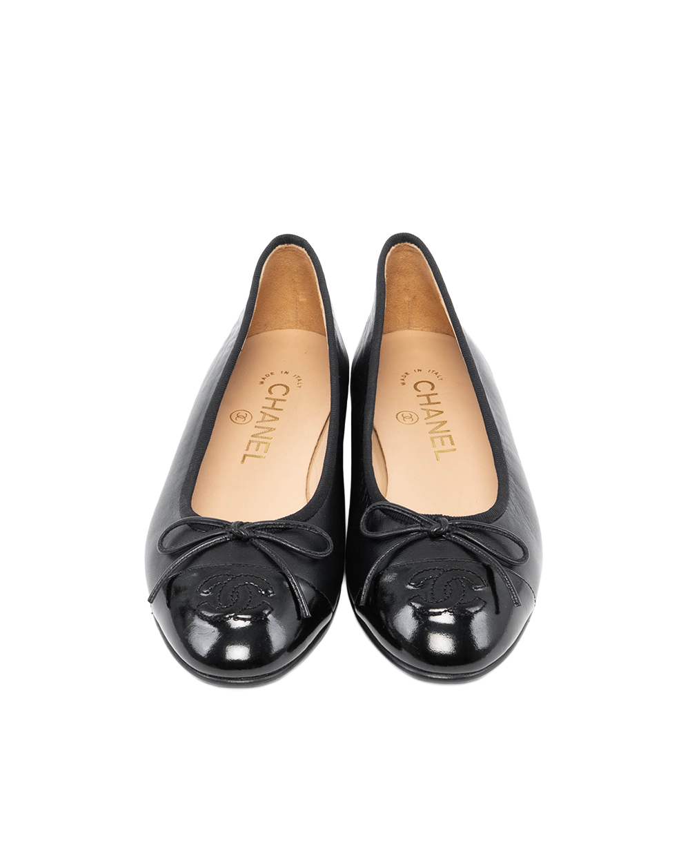 CHANEL ESPADRILLES FLATS SHOES 35 BLACK CALF 0346