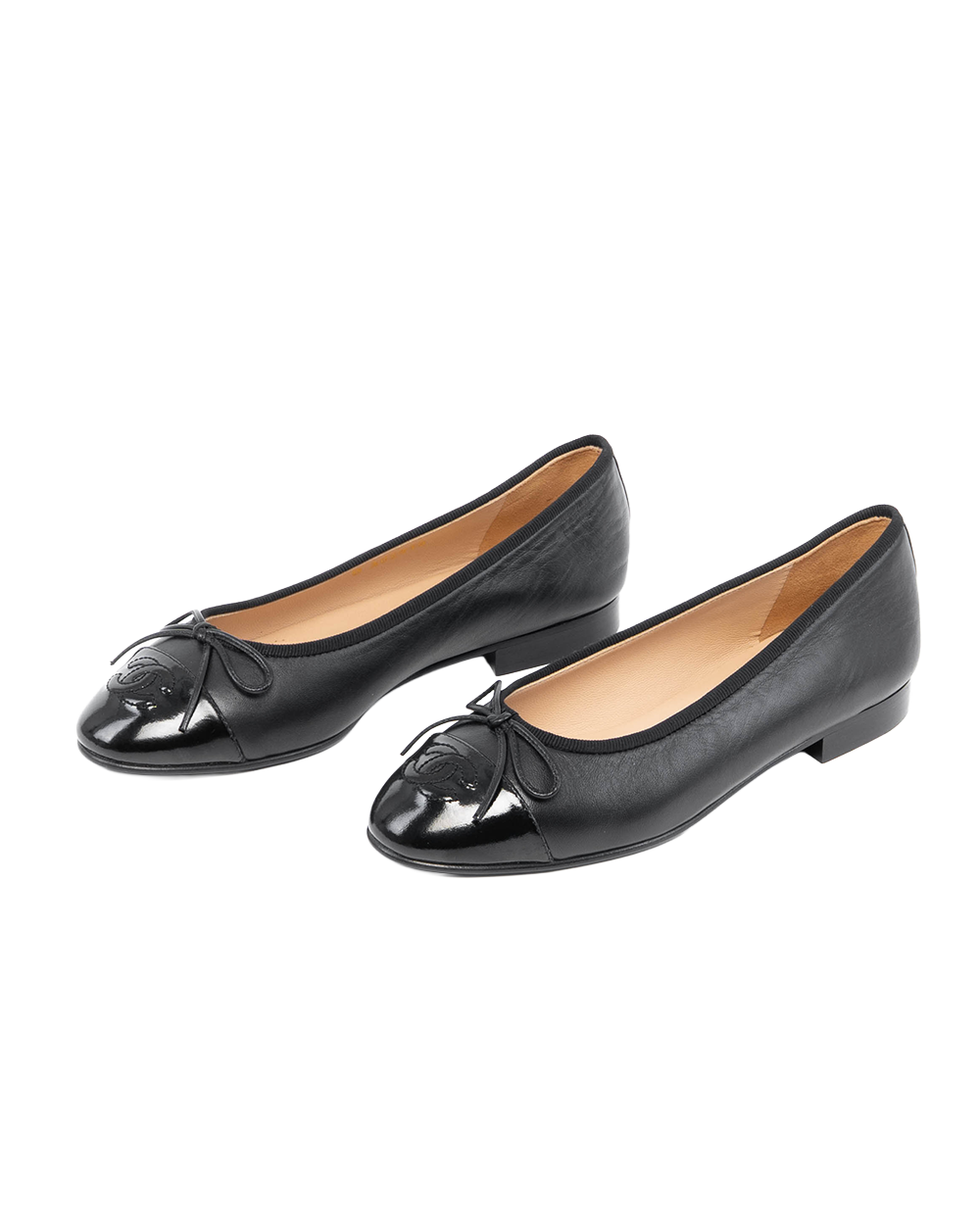 CHANEL ESPADRILLES FLATS SHOES 35 BLACK CALF 0347