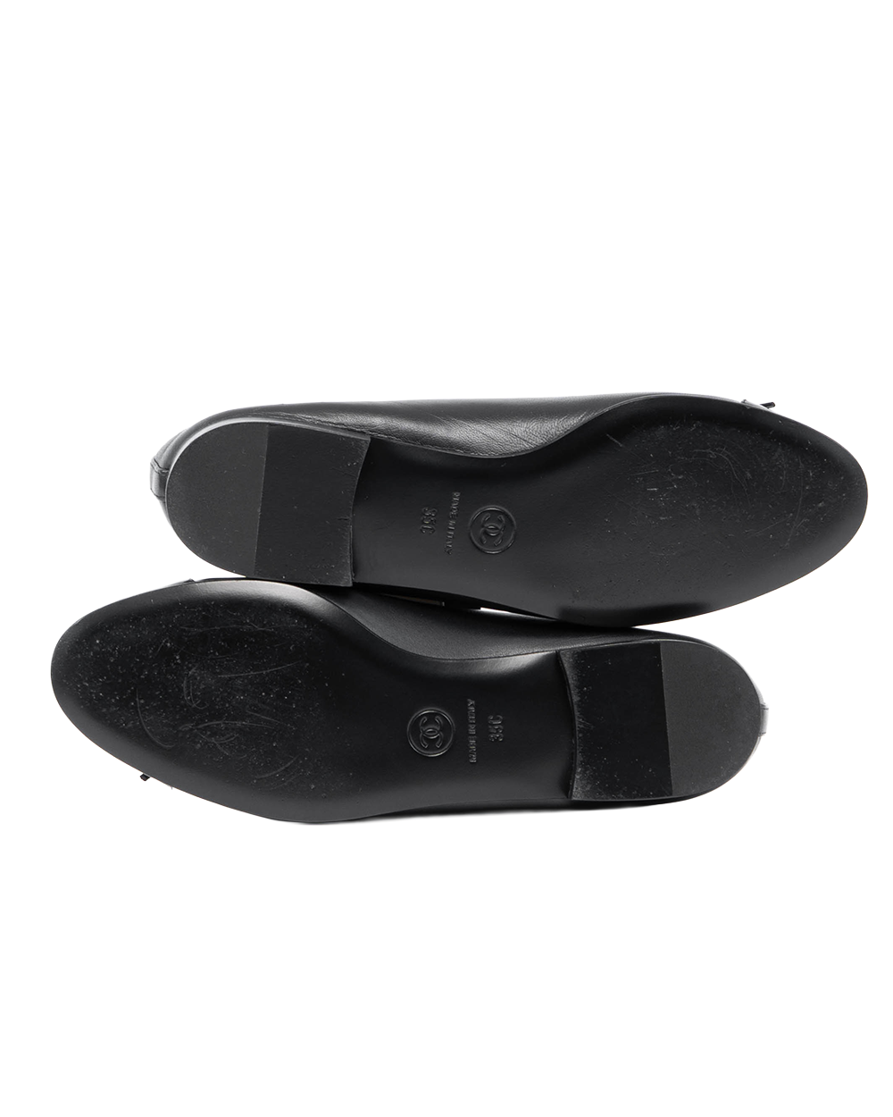 CHANEL ESPADRILLES FLATS SHOES 35 BLACK CALF 0350