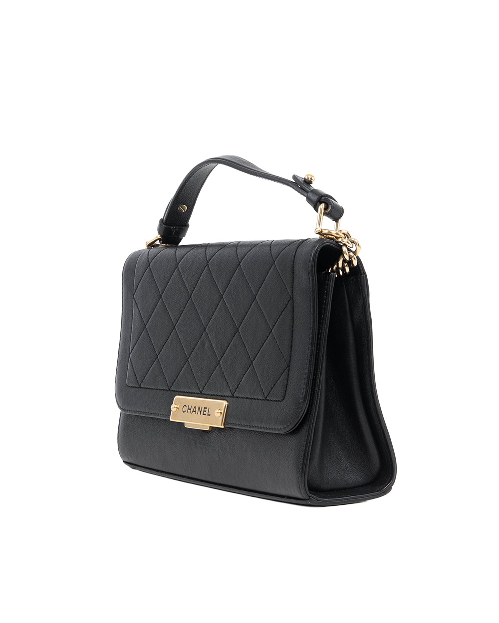 CHANEL FLAP BAG VINTAGE 10 BLACK CALF GHW 24406468 09378