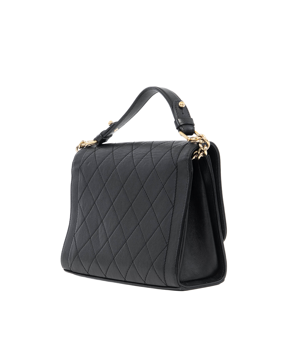 CHANEL FLAP BAG VINTAGE 10 BLACK CALF GHW 24406468 09379