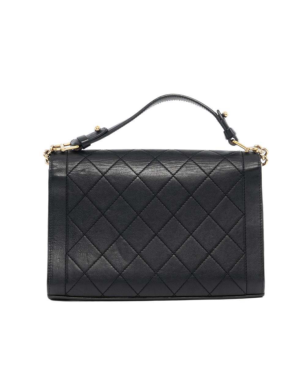 CHANEL FLAP BAG VINTAGE 10 BLACK CALF GHW 24406468 09380